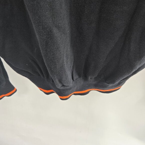 Giorgio Di Mare Yachting LOGO Black Orange Trim V-Neck 100% Cotton Long Sleeve - Picture 9 of 14